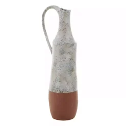 Kirklands Home White and Rust Brown Ceramic Vase, 23 in.