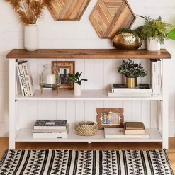 Sale Kirklands Home White and Rustic Oak Wood Farmhouse Console Table