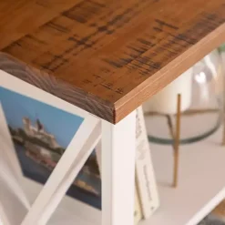 Sale Kirklands Home White and Rustic Oak Wood Farmhouse Console Table