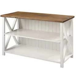Sale Kirklands Home White and Rustic Oak Wood Farmhouse Console Table