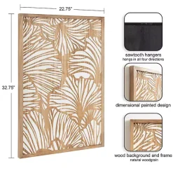 Sale Kirklands Home White and Rustic Wood Botanical Wall Plaque