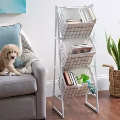 Online Kirklands Home White and Silver Basket Tower