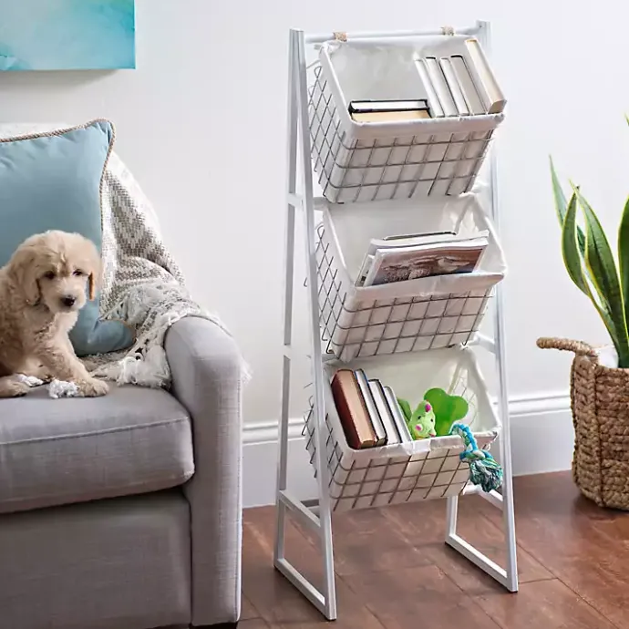 Online Kirklands Home White and Silver Basket Tower