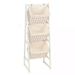 Online Kirklands Home White and Silver Basket Tower