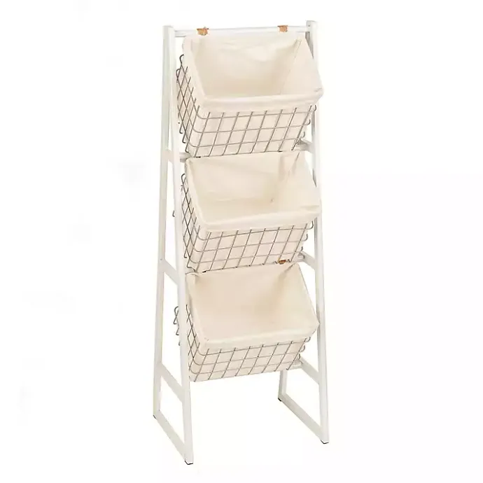 Online Kirklands Home White and Silver Basket Tower