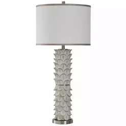 New Kirklands Home White and Silver Carved Tallulah Buffet Lamp