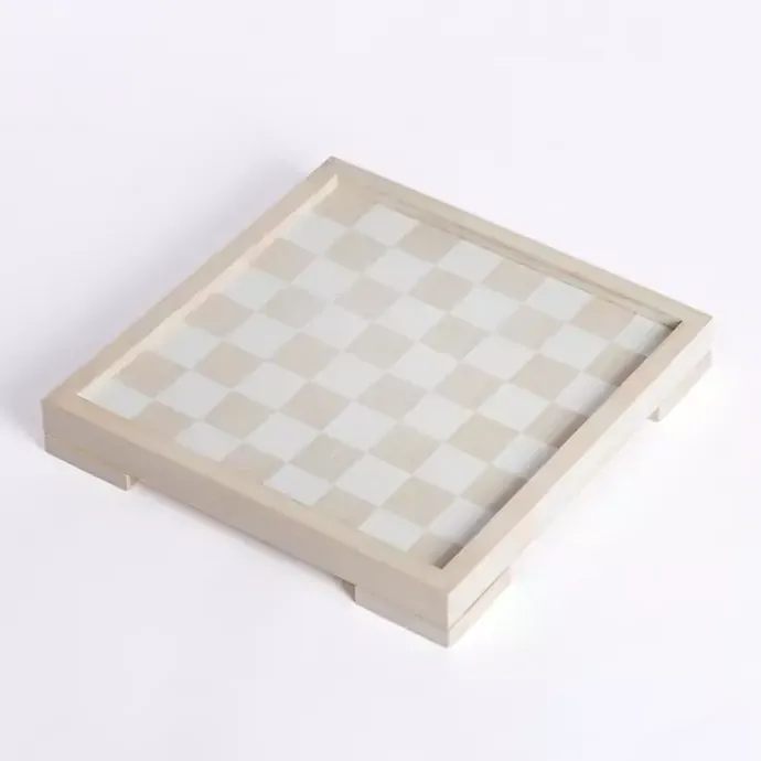 Discount Kirklands Home White and Tan Checkers Game Set