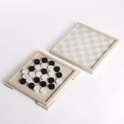 Discount Kirklands Home White and Tan Checkers Game Set
