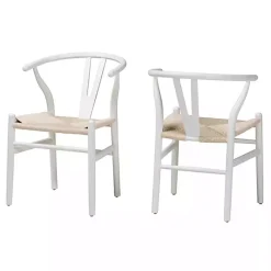 Outlet Kirklands Home and Tan Wishbone Dining Chairs, Set of 2 White
