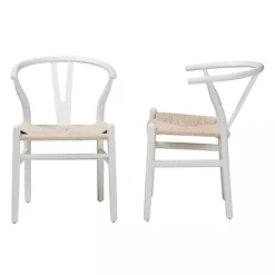 Outlet Kirklands Home and Tan Wishbone Dining Chairs, Set of 2 White
