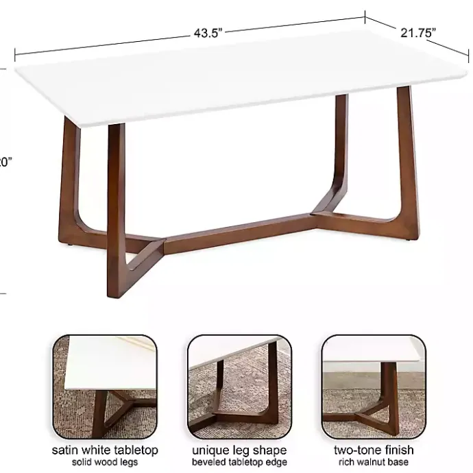 Clearance Kirklands Home and Walnut Olivia Coffee Table White