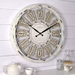 Outlet Kirklands Home White Antique Plaques Wall Clock