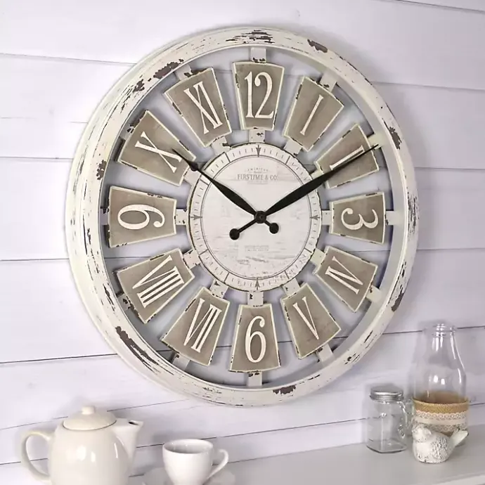 Outlet Kirklands Home White Antique Plaques Wall Clock
