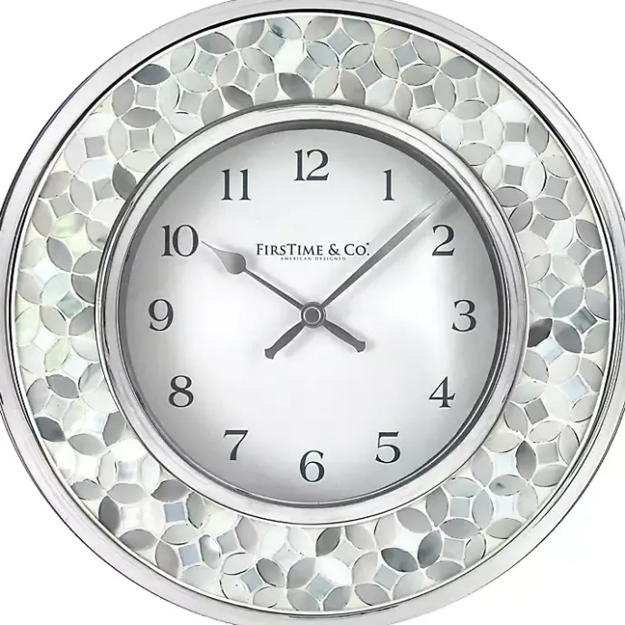 New Kirklands Home White Arabesque Mosaic Frame Wall Clock