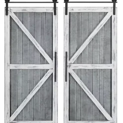 New Kirklands Home White Barn Door Galvanized Wall Plaques, Set of 2 Gray