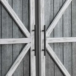 New Kirklands Home White Barn Door Galvanized Wall Plaques, Set of 2 Gray