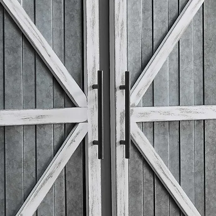 New Kirklands Home White Barn Door Galvanized Wall Plaques, Set of 2 Gray