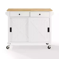 Best Kirklands Home Barn Door Kitchen Cart White