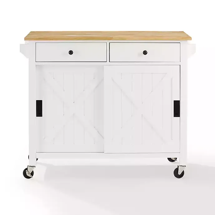 Best Kirklands Home Barn Door Kitchen Cart White
