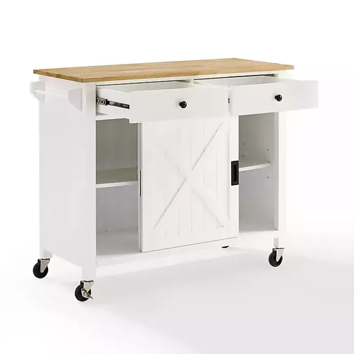 Best Kirklands Home Barn Door Kitchen Cart White