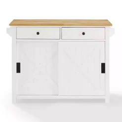 Best Kirklands Home Barn Door Kitchen Cart White