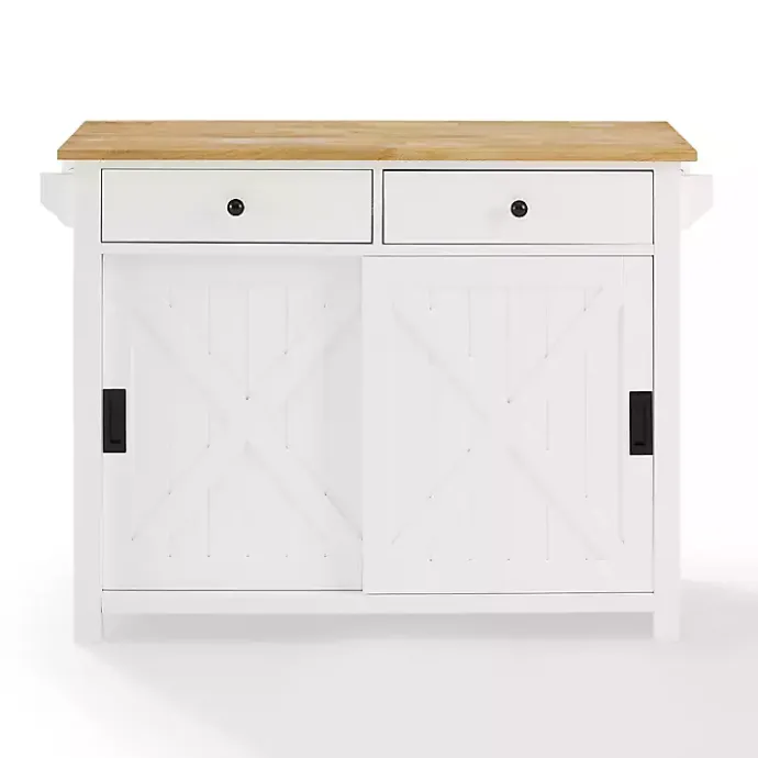 Best Kirklands Home Barn Door Kitchen Cart White