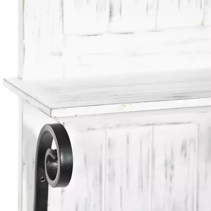 Outlet Kirklands Home White Beadboard Shelves with Towel Bar Rack