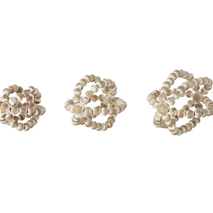 Online Kirklands Home White Beaded Boho Wooden Orbs, Set of 3