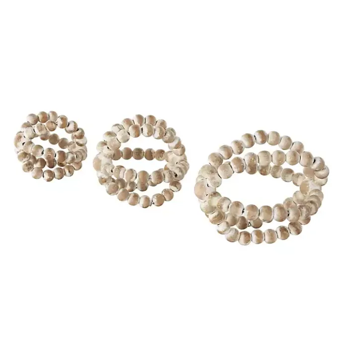 Online Kirklands Home White Beaded Boho Wooden Orbs, Set of 3