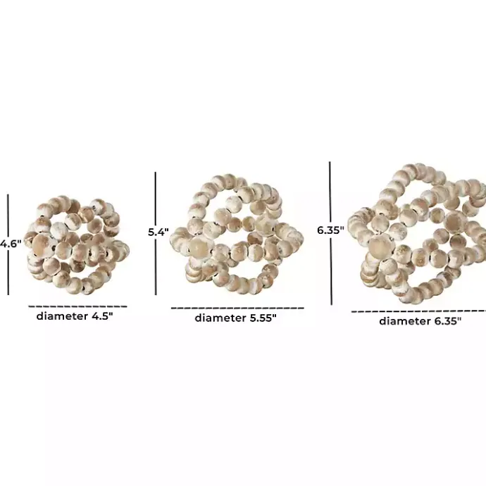 Online Kirklands Home White Beaded Boho Wooden Orbs, Set of 3