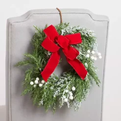 New Kirklands Home White Berry and Red Bow Mini Wreath