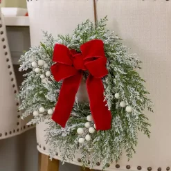 New Kirklands Home White Berry and Red Bow Mini Wreath