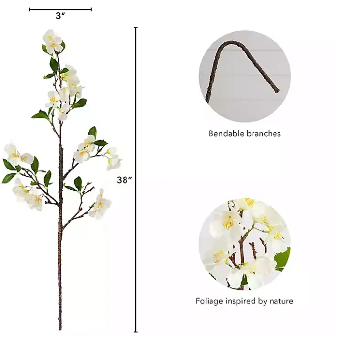 Sale Kirklands Home Blossom Flower Stems, Set of 3 White