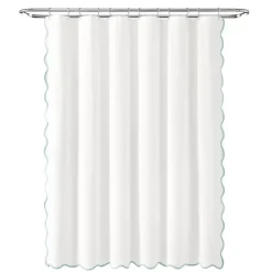 Best Kirklands Home White Blue Scalloped Coastal Shower Curtain