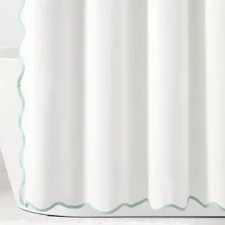 Best Kirklands Home White Blue Scalloped Coastal Shower Curtain