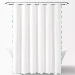 Best Kirklands Home White Blue Scalloped Coastal Shower Curtain
