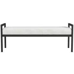 Sale Kirklands Home Boucle Black Metal Bench White