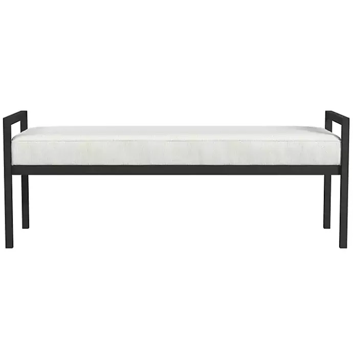 Sale Kirklands Home Boucle Black Metal Bench White