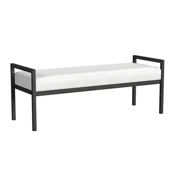 Sale Kirklands Home Boucle Black Metal Bench White