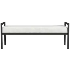 Sale Kirklands Home Boucle Black Metal Bench White