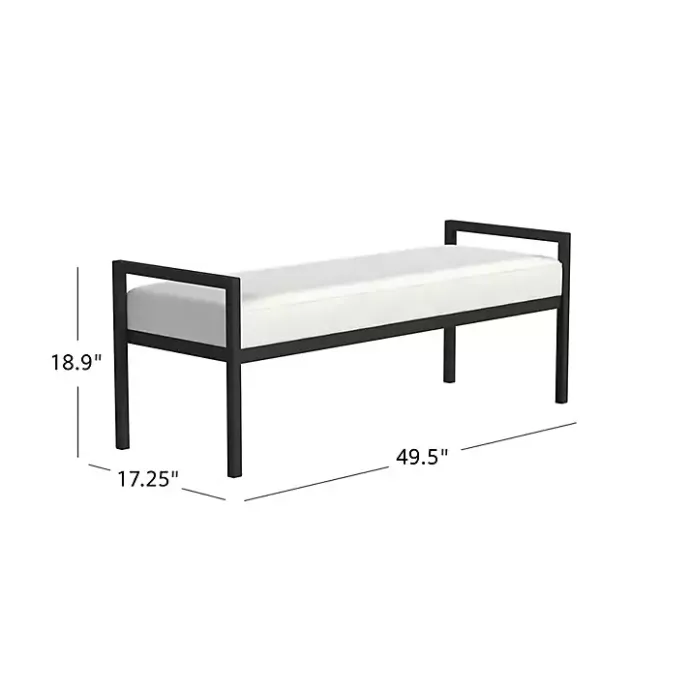 Sale Kirklands Home Boucle Black Metal Bench White