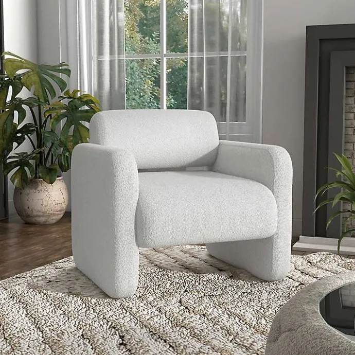 Best Kirklands Home Boucle Modern Accent Chair White