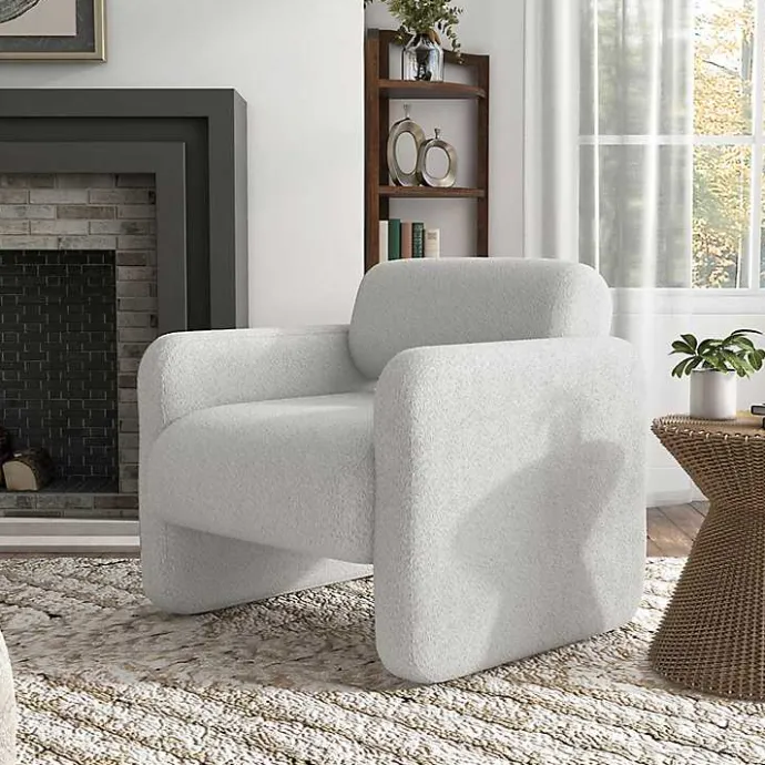 Best Kirklands Home Boucle Modern Accent Chair White