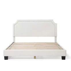 Best Kirklands Home Boucle Scalloped Corey Queen Platform Bed White