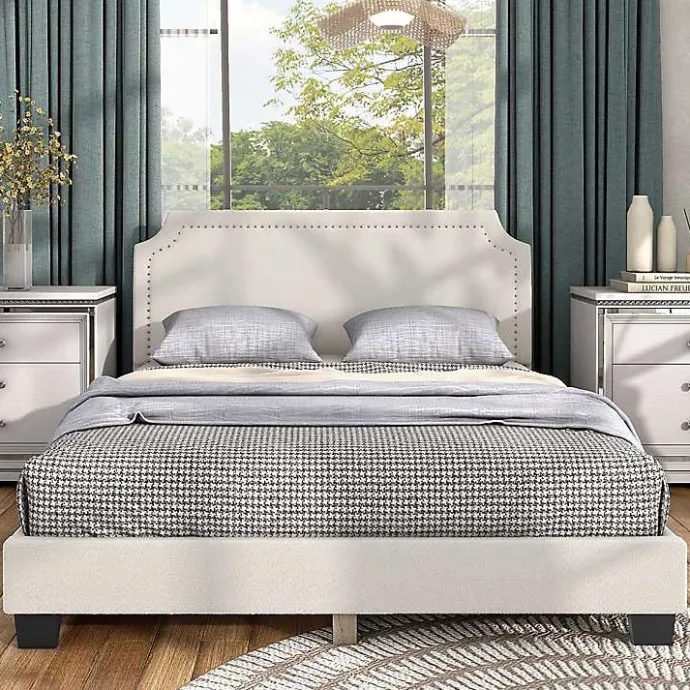 Best Kirklands Home Boucle Scalloped Corey Queen Platform Bed White