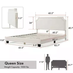 Best Kirklands Home Boucle Scalloped Corey Queen Platform Bed White