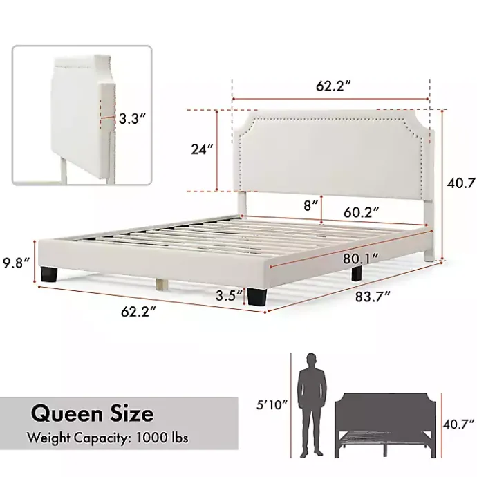 Best Kirklands Home Boucle Scalloped Corey Queen Platform Bed White