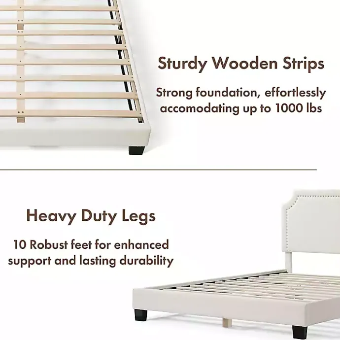 Best Kirklands Home Boucle Scalloped Corey Queen Platform Bed White