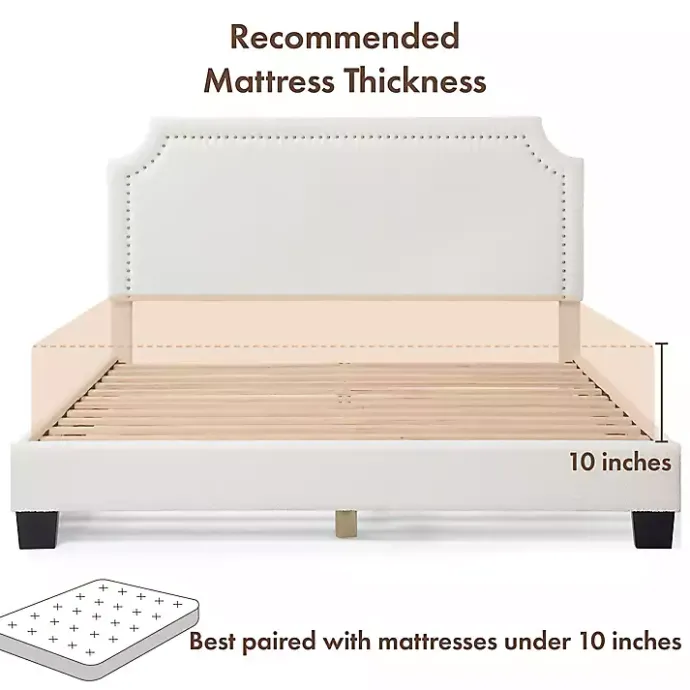 Best Kirklands Home Boucle Scalloped Corey Queen Platform Bed White