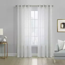 Clearance Kirklands Home Boucle Sheer Single Curtain Panel, 63 in. White